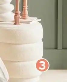 Intermarché 3 pouf bouclette blanc atmosphera pu/contreplaqué offre