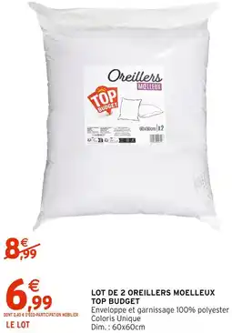 Intermarché Top budget lot de 2 oreillers moelleux offre