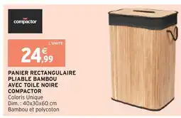 Intermarché Compactor panier rectangulaire pliable bambou avec toile noire offre