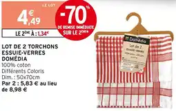Intermarché Domédia lot de 2 torchons essuie-verres offre