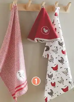 Intermarché Domedia lot de 2 torchons imprimes poule offre