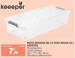 Intermarché Keeeper boîte dessous de lit avec roues 33 l offre