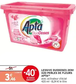 Intermarché Apta lessive duodoses 2en1 x20 perles de fleurs offre