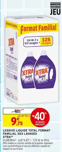 Intermarché Xtra lessive liquide total format familial x63 lavages offre