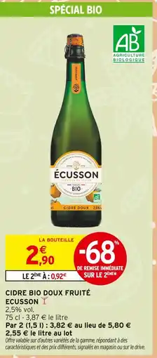 Intermarché Écusson cidre bio doux fruité offre