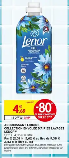 Intermarché Lenor adoucissant liquide collection envolée d'air 55 lavages offre