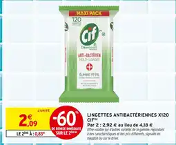 Intermarché Cif lingettes antibactériennes x120(b) offre