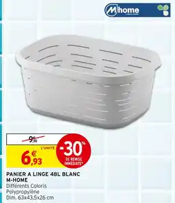 Intermarché M-home panier à linge 48l blanc offre
