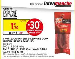 Intermarché Itinéraire des saveurs chorizo au piment d'espagne doux offre