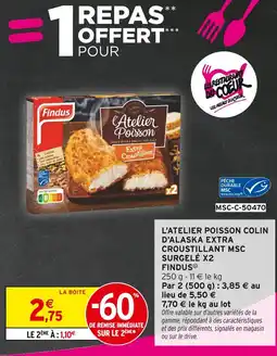 Intermarché Findus l'atelier poisson colin d'alaska extra croustillant msc surgelé x2 offre