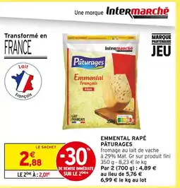 Intermarché Pâturages emmental râpé offre