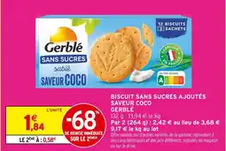 Intermarché Gerblé biscuit sans sucres ajoutés saveur coco offre