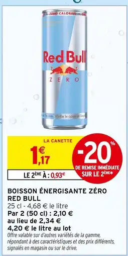 Intermarché Red bull boisson énergisante zéro offre