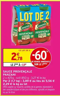 Intermarché Panzani sauce provençale offre