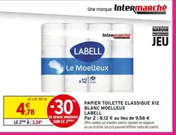 Intermarché Labell papier toilette classique x12 blanc moelleux offre