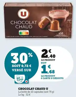 Super U U chocolat chaud offre