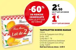 Super U Bonne maman tartelettes citron offre
