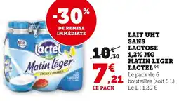 Super U Lactel lait uht sans lactose 1,2% mg matin leger offre
