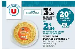 Super U U tortilla de pommes de terre offre