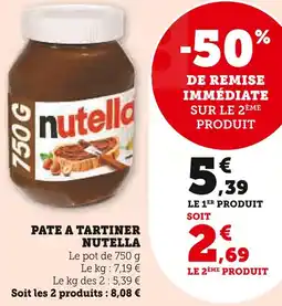 Super U Nutella pâte à tartiner offre