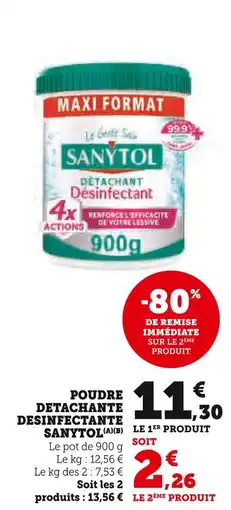 Super U Sanytol poudre détachante désinfectante offre