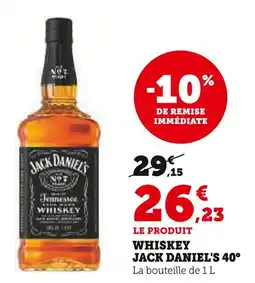 Super U Jack daniel's whiskey 40° offre