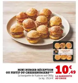 Super U Mini burger réception ou festif ou cheeseburgers offre