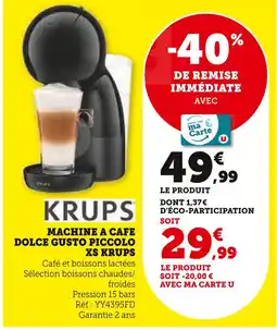 Super U Krups machine à café dolce gusto piccolo xs offre