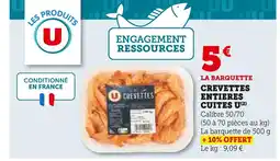 Super U U crevettes entières cuites offre