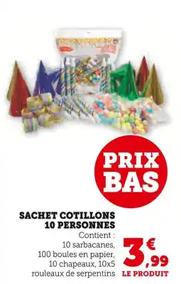 Super U Sachet cotillons 10 personnes offre