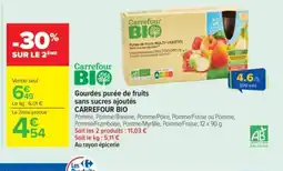 Carrefour Market CARREFOUR BIO Gourdes purée de fruits sans sucres ajoutés offre