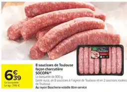 Carrefour Market SOCOPA 8 saucisses de Toulouse façon charcutière offre