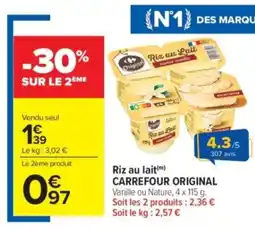 Carrefour Market CARREFOUR ORIGINAL Riz au lait offre