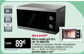 Cora x Carrefour Micro-ondes gril 20 L réf. YC-MG01ES offre