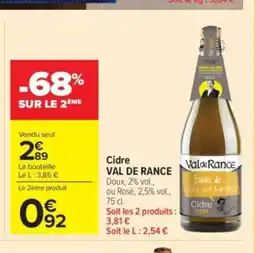 Carrefour Market VAL DE RANCE CidrCidre DOUX offre