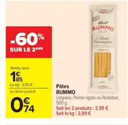 Carrefour Market RUMMO Pâtes offre