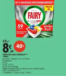 E.Leclerc FAIRY Tablettes lave-vaisselle offre
