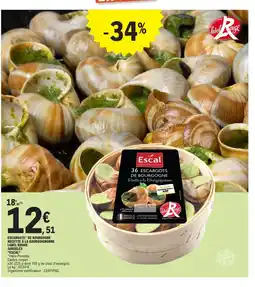 E.Leclerc ESCAL Escargots de bourgogne recette à la bourguignonne label rouge surgelés offre