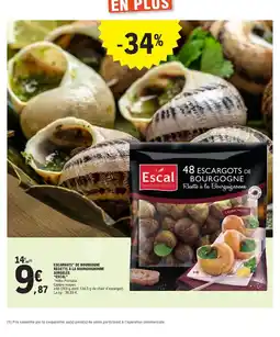 E.Leclerc ESCAL Escargots de bourgogne recette à la bourguignonne surgelés offre