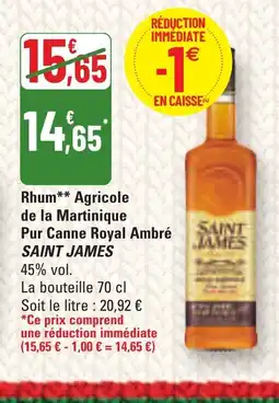 G20 SAINT JAMES Rhum Agricole de la Martinique Pur Canne Royal Ambré offre