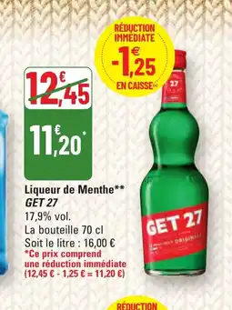 G20 GET 27 Liqueur de Menthe offre