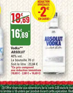 G20 ABSOLUT Vodka offre
