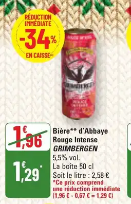 G20 GRIMBERGEN Bière d'Abbaye Rouge Intense offre