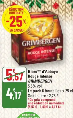 G20 GRIMBERGEN Bière d'Abbaye Rouge Intense offre