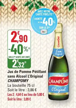 G20 CHAMPOMY Jus de Pomme Pétillant sans Alcool L'Original offre