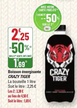 G20 CRAZY TIGER Boisson énergisante offre
