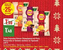 G20 LAY'S Chips Paysanne Saveur Champignons de Paris, Ossau Iraty et Tomates séchées ou Tapenade offre