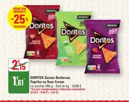 G20 DORITOS Saveur Barbecue, Paprika ou Sour Cream offre