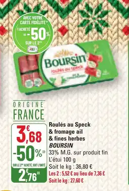 G20 BOURSIN Roulés au Speck & fromage ail & fines herbes offre