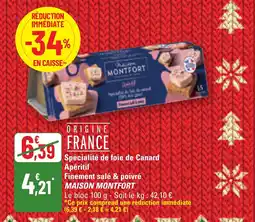G20 MAISON MONTFORT Spécialité de foie de Canard Apéritif Finement salé & poivré offre